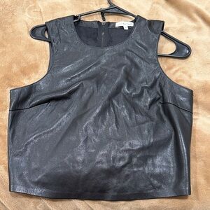Good American Faux Leather Black Sleeveless Top